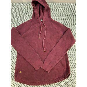 Lauren Ralph Lauren Womens Burgundy Hooded Knit Sweater M Cotton Blend